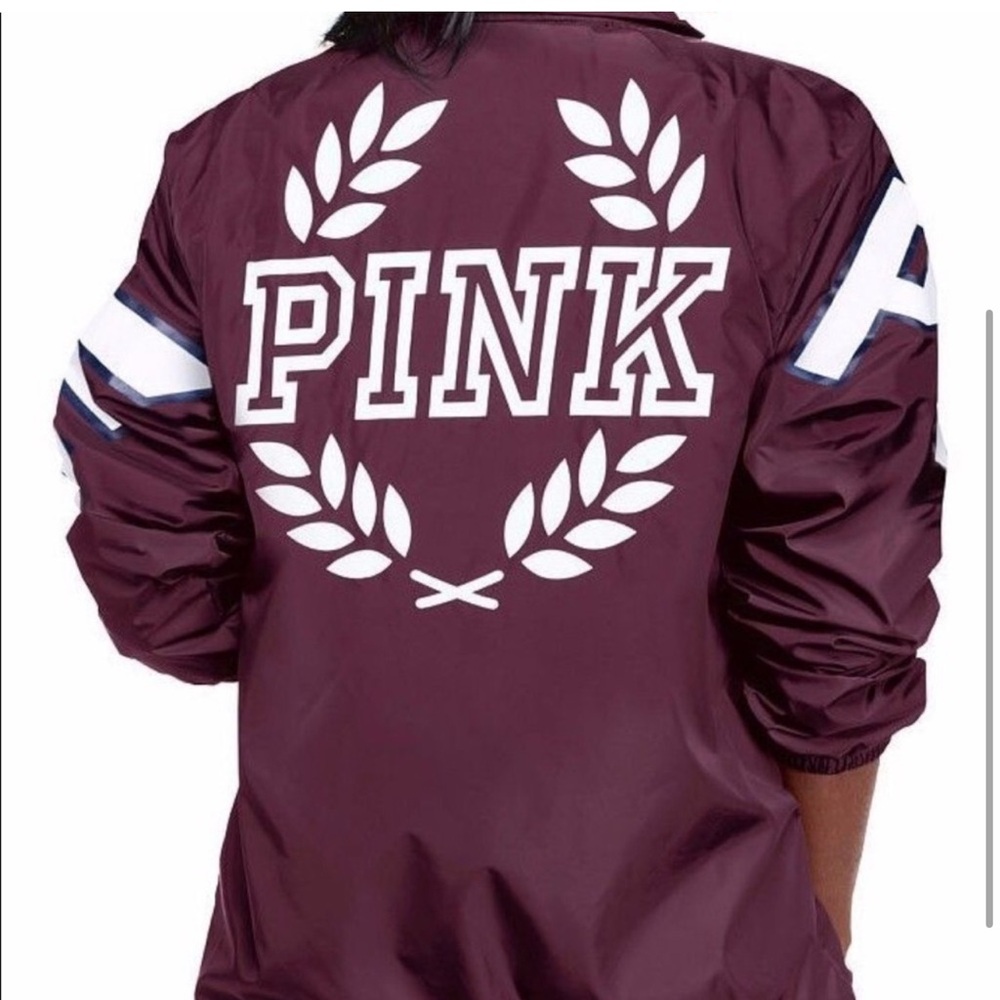 VICTORIA SECRET PINK JACKET SHERPA LINED COACHES JACKET ORCHID MAROON